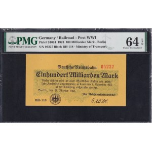 Germany, 100 Milliarden Mark, 1923, Choice UNC 64 EPQ