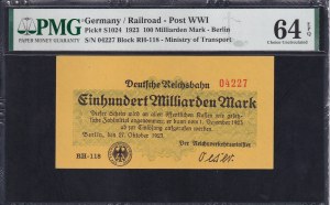 Germany, 100 Milliarden Mark, 1923, Choice UNC 64 EPQ