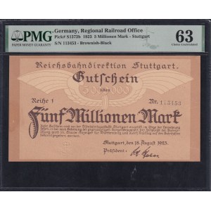 Germany, 5 Millionen Mark, 1923, Choice UNC 63