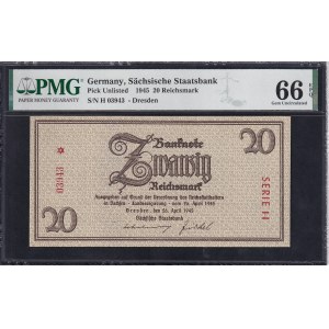 Germany, 20 Reichsmark, 1945, Gem UNC 66 EPQ