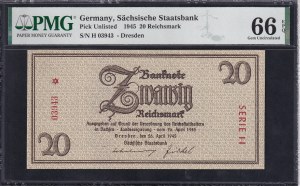 Germany, 20 Reichsmark, 1945, Gem UNC 66 EPQ