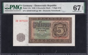 Germany (GDR), 5 Deutsche Mark, 1948, Superb Gem UNC 67 EPQ