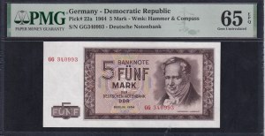 Germany (GDR), 5 Mark, 1964, Gem UNC 65 EPQ