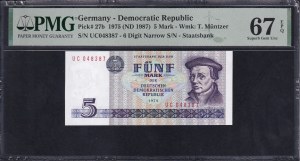 Germany (GDR), 5 Mark, 1975 (1987), Superb Gem UNC 67 EPQ