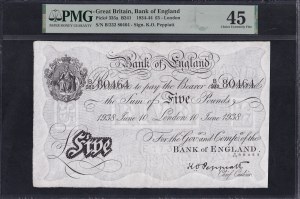 Great Britain, 5 Pounds, 1934-44, Choice Extremely Fine 45
