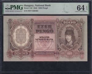 Hungary, 1000 Pengo, 1943, Choice UNC 64 EPQ
