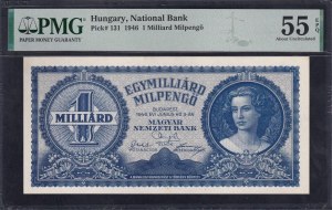 Hungary, 1 Milliard Milpengo, 1946, About UNC 55 EPQ