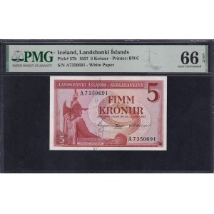 Islande, 5 couronnes, 1957, Gem UNC 66 EPQ