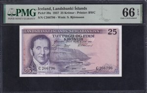 Iceland, 25 Kronur, 1957, Gem UNC 66 EPQ