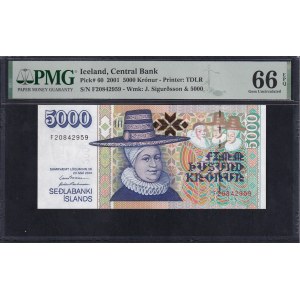 Iceland, 5000 Kronur, 2001, Gem UNC 66 EPQ