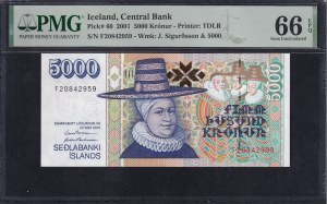 Iceland, 5000 Kronur, 2001, Gem UNC 66 EPQ