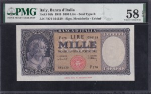 Italy, 1000 Lire, 1949, Choice About UNC 58 EPQ