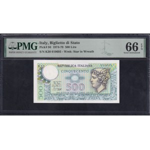 Italy, 500 Lire, 1974-79, Gem UNC 66 EPQ