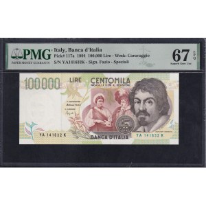 Italy, 100,000 Lire, 1994, Superb Gem UNC 67 EPQ