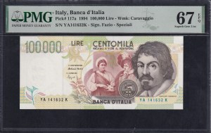 Italy, 100,000 Lire, 1994, Superb Gem UNC 67 EPQ