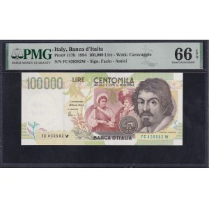 Italy, 100,000 Lire, 1994, Gem UNC 66 EPQ