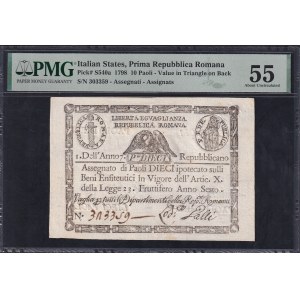 Italian States, 10 Paoli, 1798, About UNC 55