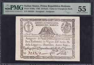 Italian States, 10 Paoli, 1798, About UNC 55
