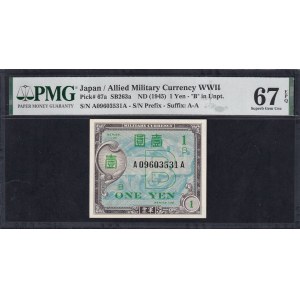 Japan, 1 Yen, 1945, Superb Gem UNC 67 EPQ, TOP POP