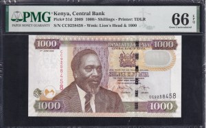 Kenya, 1000 Shillings, 2009, Gem UNC 66 EPQ