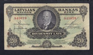 Latvia, 20 Lats, 1925, XF