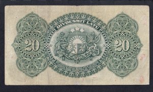 Latvia, 20 Lats, 1925, XF