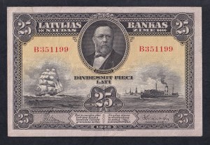 Latvia, 25 Latu, 1928, VF+
