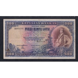 Latvia, 500 Latu, 1929, F