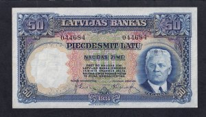 Latvia, 50 Latu, 1934, XF