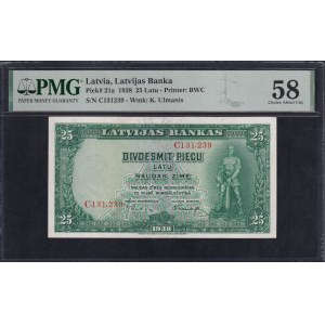 Latvia, 25 Latu, 1938, Choice About UNC 58