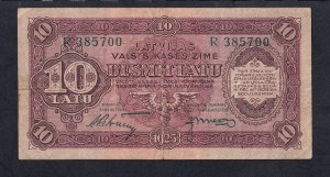 Latvia, 10 Latu, 1925, VF