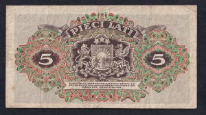 Latvia, 5 Lati, 1940, VF