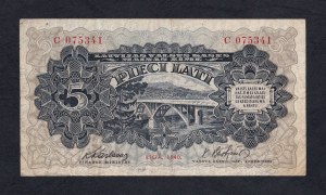 Latvia, 5 Lati, 1940, VF