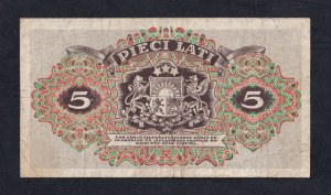 Latvia, 5 Lati, 1940, VF