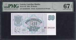 Latvia, 50 Rublu, 1992, Superb Gem UNC 67 EPQ
