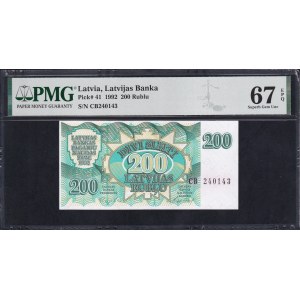Latvia, 200 Rublu, 1992, Superb Gem UNC 67 EPQ, TOP POP