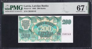 Latvia, 200 Rublu, 1992, Superb Gem UNC 67 EPQ, 