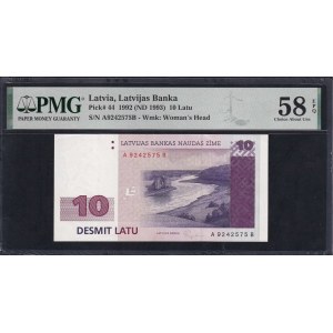 Latvia, 10 Latu, 1992 (1993), Choice About UNC 58 EPQ