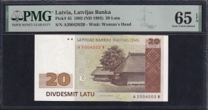 Latvia, 20 Latu, 1992 (1993), Gem UNC 65 EPQ