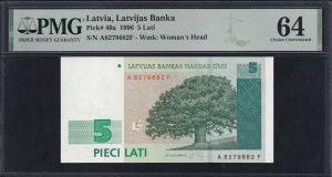 Latvia, 5 Lati, 1996, Choice UNC 64