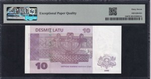 Latvia, 10 Latu, 2008, Superb Gem UNC 67 EPQ