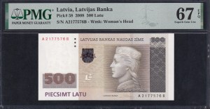 Latvia, 500 Latu, 2008, Superb Gem UNC 67 EPQ