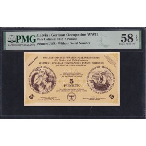 Latvia, 5 Punkte, 1945, Choice About UNC 58 EPQ