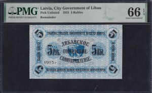 Latvia, 5 Rubles, 1915, Gem UNC 66 EPQ