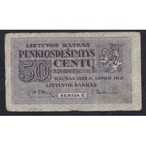 Lithuania, 50 Centu, 1922, F