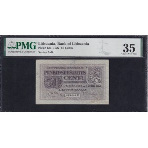 Lithuania, 50 Centu, 1922, Choice Very Fine 35