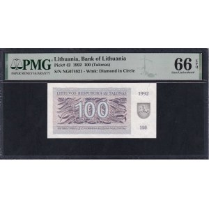 Lithuania, 100 Talonas, 1992, Gem UNC 66 EPQ