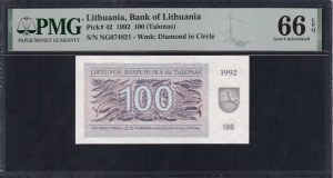 Lithuania, 100 Talonas, 1992, Gem UNC 66 EPQ