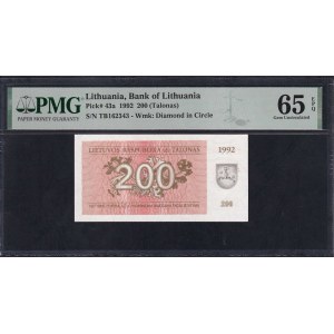 Lithuania, 200 Talonas, 1992, Gem UNC 65 EPQ