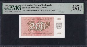Lithuania, 200 Talonas, 1992, Gem UNC 65 EPQ